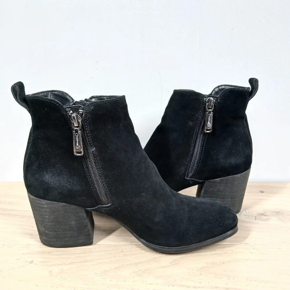 Blondo Black‎ Leather Block Heel Ankle Boots Waterproof 1542 - Picture 3 of 12